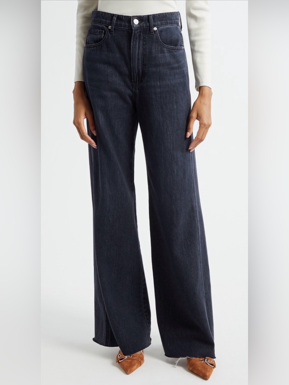 Veronica Beard Kasey Ash Onyx Wide Leg Jeans Size 27